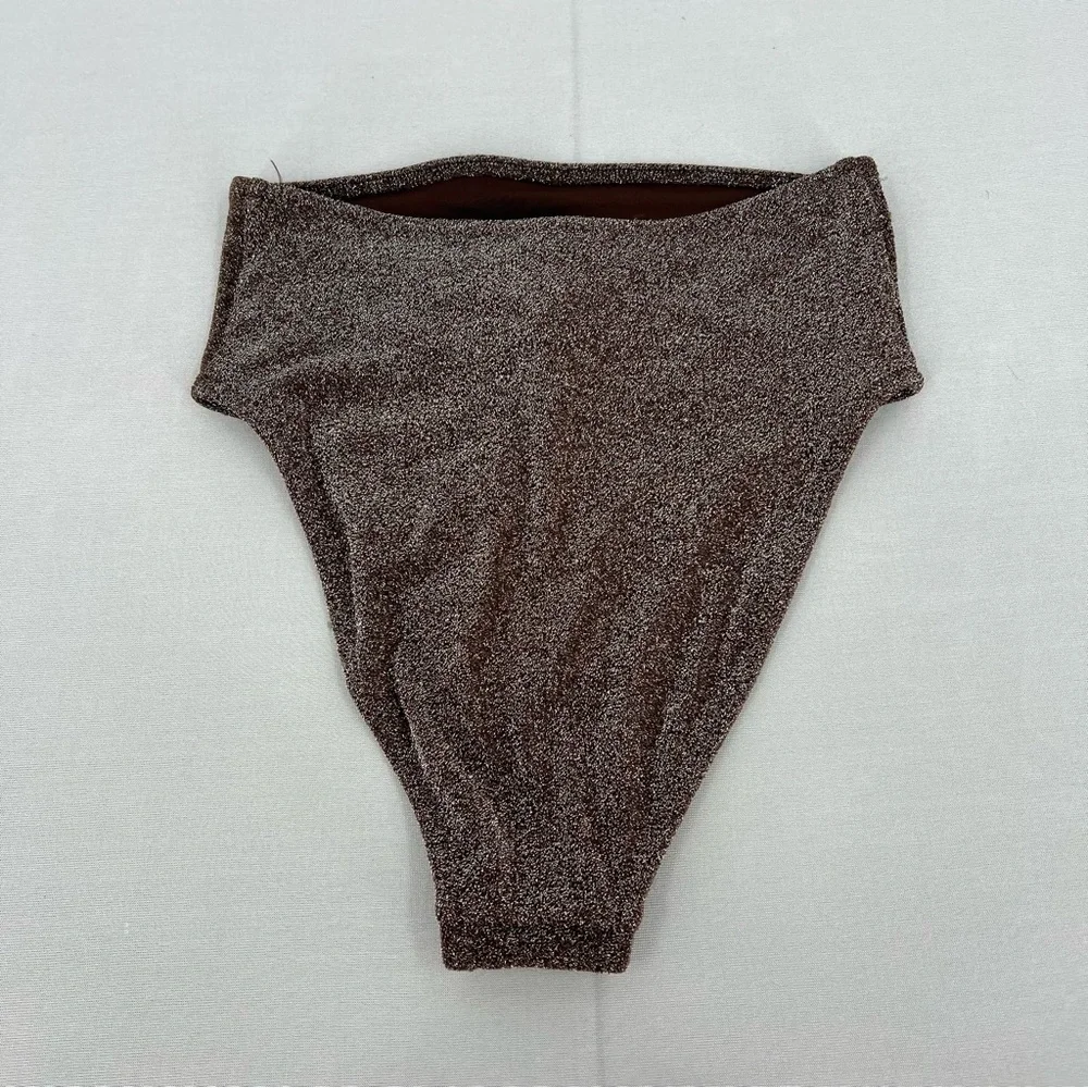 NWT skims chocolate brown metallic shimmer highwaisted bikini bottoms XXS beach